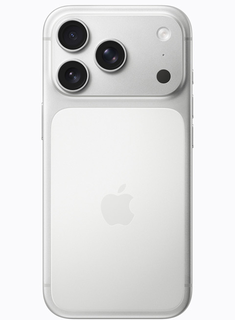 iPhone 17 Pro, silverfinish, sedd bakifrån