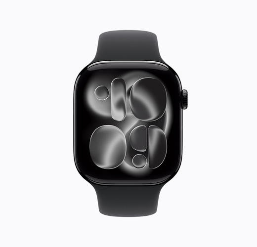 Apple Watch Series 11, gagatsvart, sedd från sidan