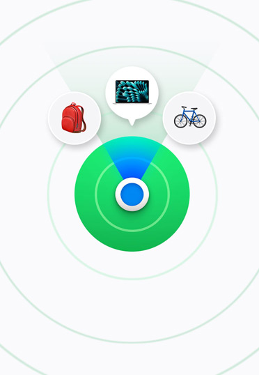 Een MacBook met een volledig iPhone-scherm met verschillende widgets. Een browservenster aan de linkerkant heeft een kleurrijke achtergrond.