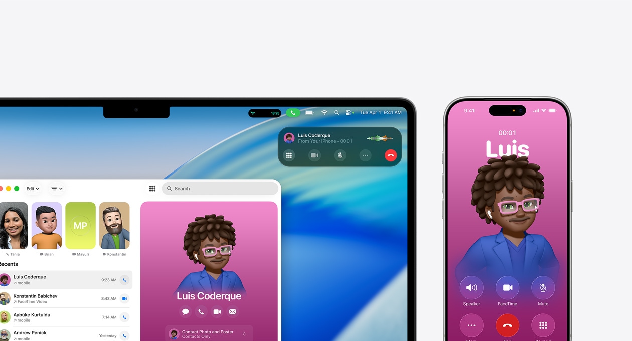 Mac eszköz, kijelzőjén az új Telefon appal