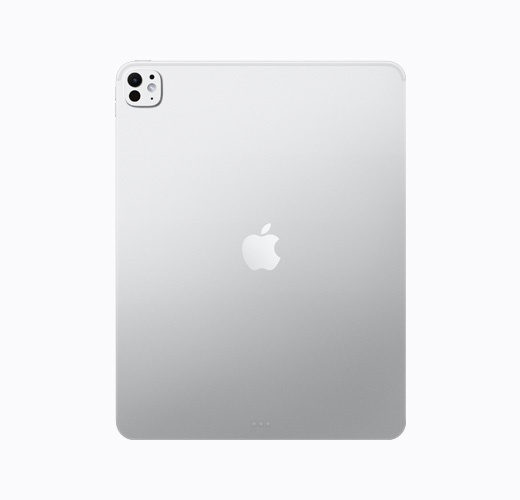 iPad Pro, warna Perak, eksterior belakang, logo Apple warna perak mengilap
