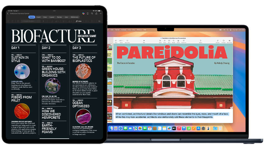一台 iPad 和一台 MacBook 正在顯示學校的作業。