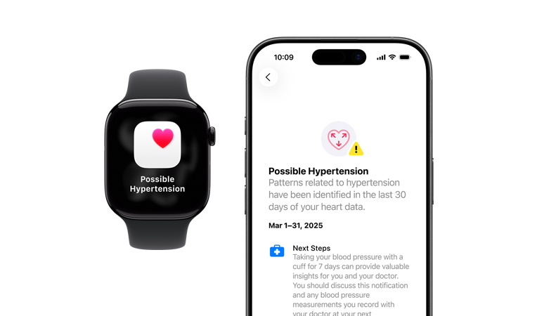 Apple Watch Series 11 上的疑似高血壓通知；iPhone 上的擴展通知