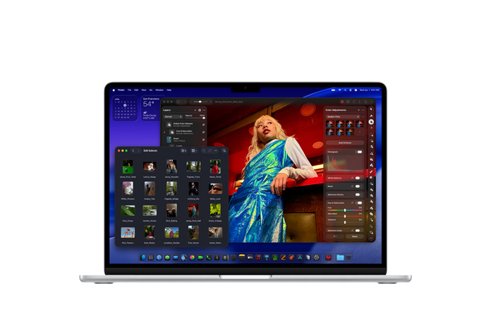 Pantalla de Pixelmator que muestra el almacenamiento y la memoria de el MacBook Air