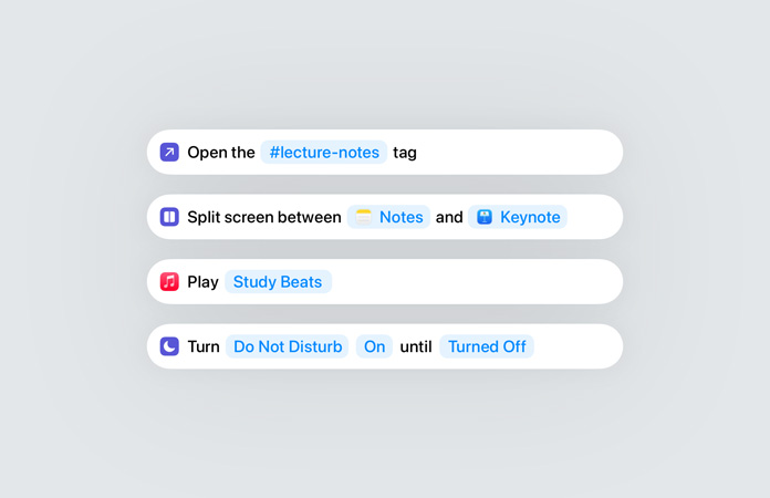 Appen Genveje i Apple Intelligence illustrerer brugen af intelligente handlinger