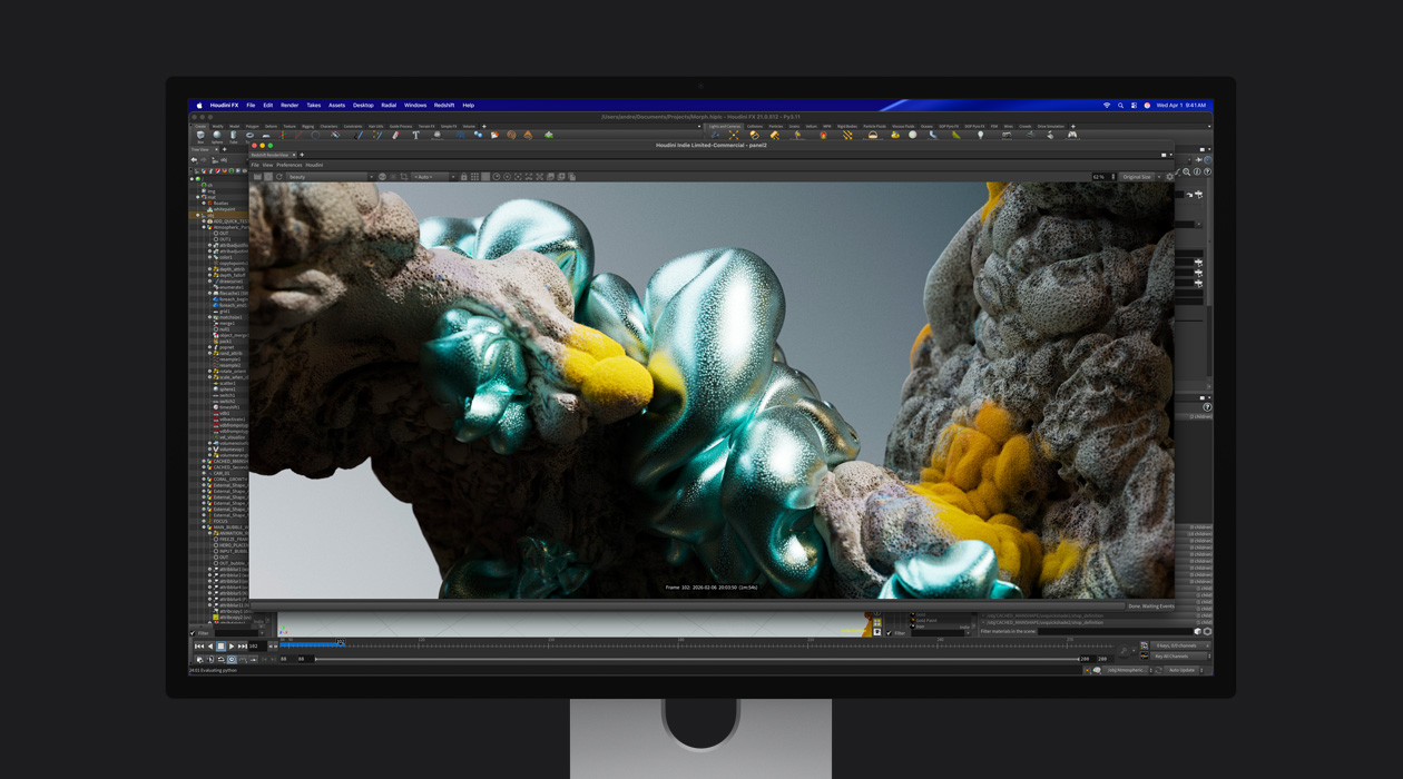 Fermo immagine di un file di animazione su Studio Display XDR
